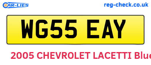 WG55EAY are the vehicle registration plates.