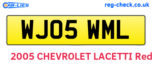 WJ05WML are the vehicle registration plates.
