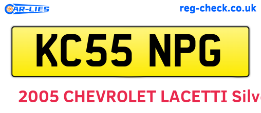 KC55NPG are the vehicle registration plates.