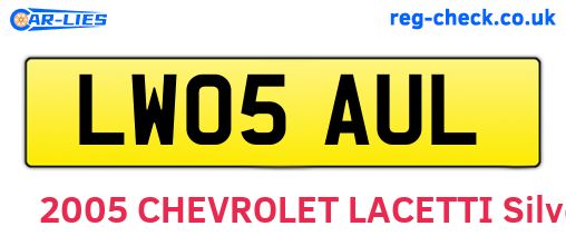 LW05AUL are the vehicle registration plates.