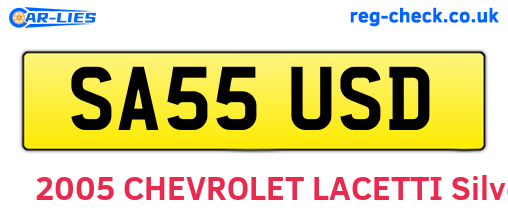 SA55USD are the vehicle registration plates.