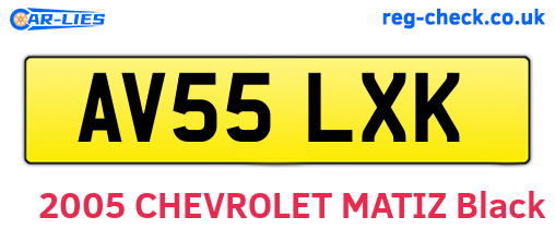 AV55LXK are the vehicle registration plates.