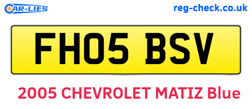 FH05BSV are the vehicle registration plates.
