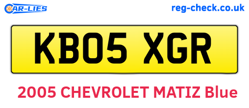 KB05XGR are the vehicle registration plates.