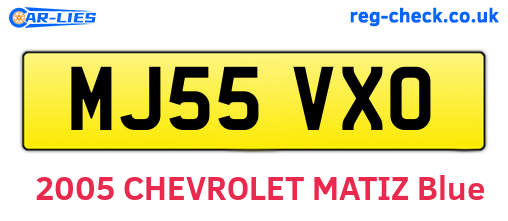 MJ55VXO are the vehicle registration plates.