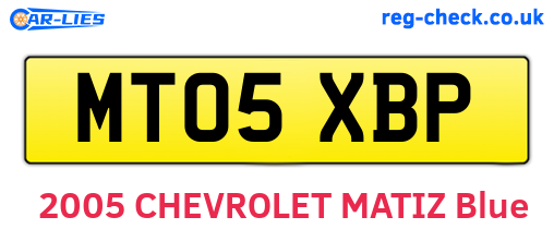 MT05XBP are the vehicle registration plates.