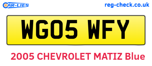 WG05WFY are the vehicle registration plates.
