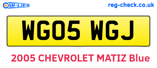 WG05WGJ are the vehicle registration plates.