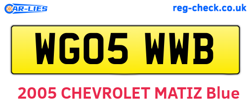 WG05WWB are the vehicle registration plates.