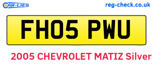 FH05PWU are the vehicle registration plates.