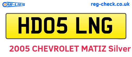 HD05LNG are the vehicle registration plates.