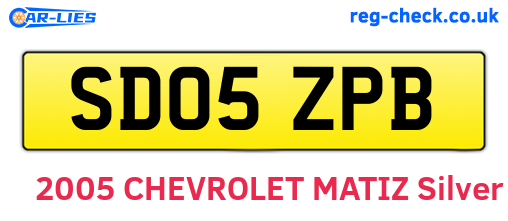 SD05ZPB are the vehicle registration plates.