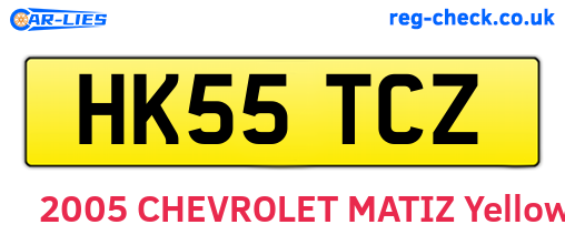 HK55TCZ are the vehicle registration plates.
