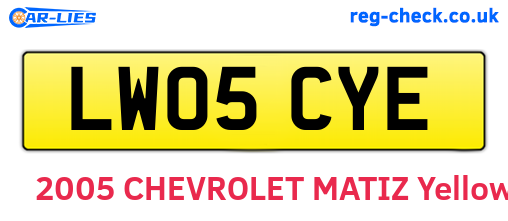 LW05CYE are the vehicle registration plates.