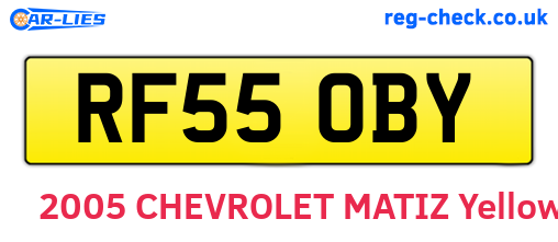 RF55OBY are the vehicle registration plates.