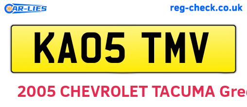 KA05TMV are the vehicle registration plates.