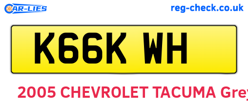 K66KWH are the vehicle registration plates.