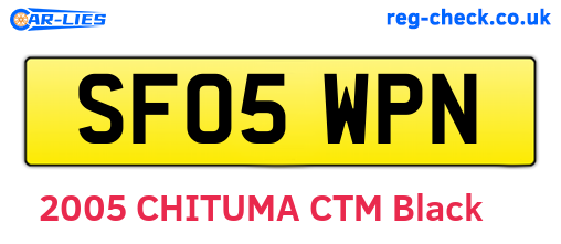 SF05WPN are the vehicle registration plates.