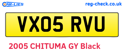 VX05RVU are the vehicle registration plates.