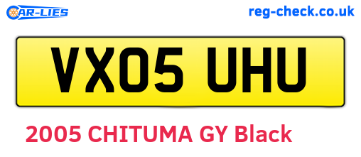 VX05UHU are the vehicle registration plates.