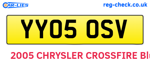 YY05OSV are the vehicle registration plates.
