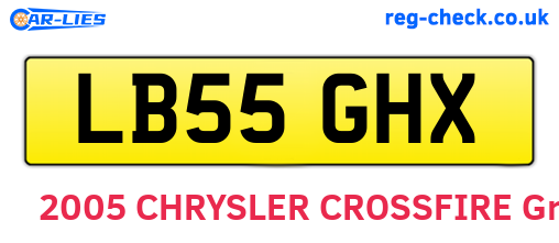 LB55GHX are the vehicle registration plates.