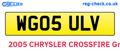 WG05ULV are the vehicle registration plates.