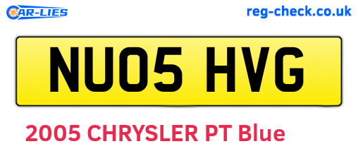 NU05HVG are the vehicle registration plates.
