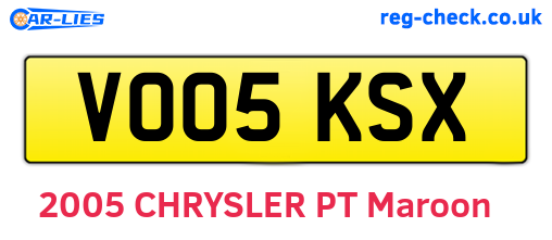 VO05KSX are the vehicle registration plates.