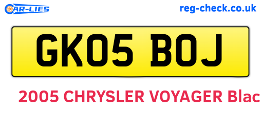 GK05BOJ are the vehicle registration plates.