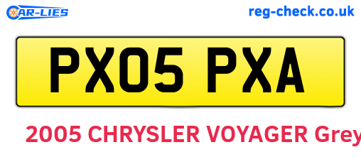 PX05PXA are the vehicle registration plates.