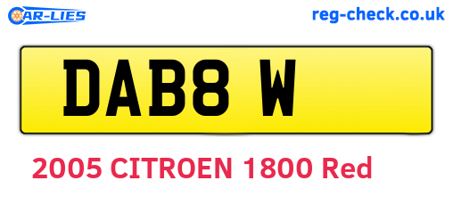 DAB8W are the vehicle registration plates.