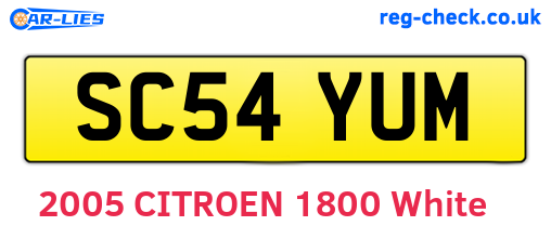 SC54YUM are the vehicle registration plates.