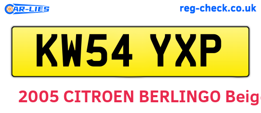 KW54YXP are the vehicle registration plates.