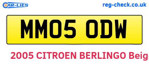 MM05ODW are the vehicle registration plates.