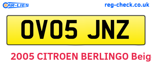 OV05JNZ are the vehicle registration plates.