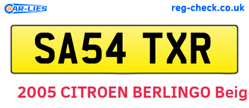 SA54TXR are the vehicle registration plates.