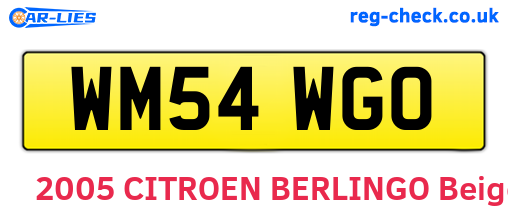 WM54WGO are the vehicle registration plates.