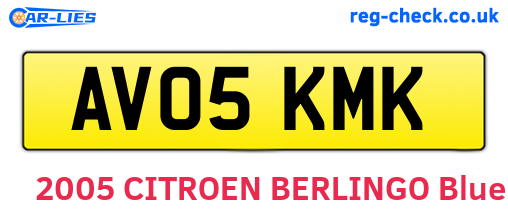 AV05KMK are the vehicle registration plates.