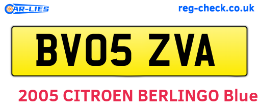 BV05ZVA are the vehicle registration plates.