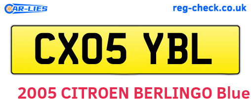 CX05YBL are the vehicle registration plates.