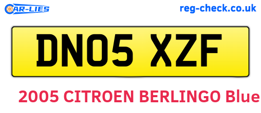 DN05XZF are the vehicle registration plates.