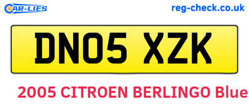 DN05XZK are the vehicle registration plates.