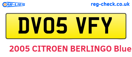 DV05VFY are the vehicle registration plates.