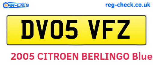 DV05VFZ are the vehicle registration plates.