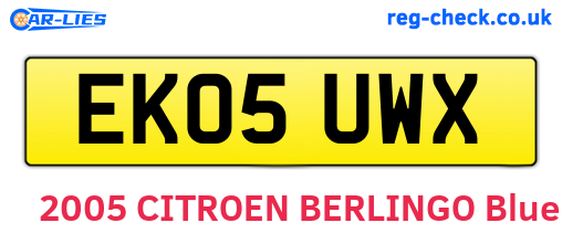 EK05UWX are the vehicle registration plates.