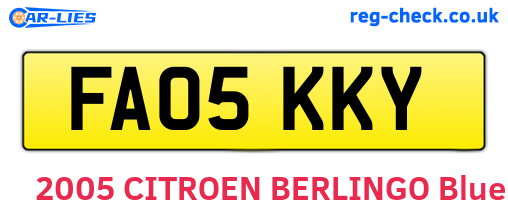 FA05KKY are the vehicle registration plates.