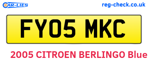 FY05MKC are the vehicle registration plates.