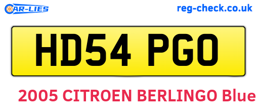 HD54PGO are the vehicle registration plates.