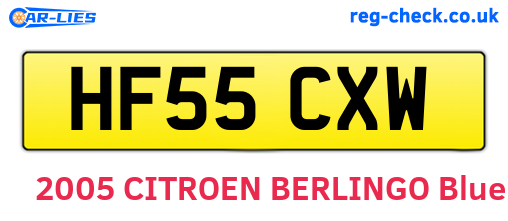 HF55CXW are the vehicle registration plates.